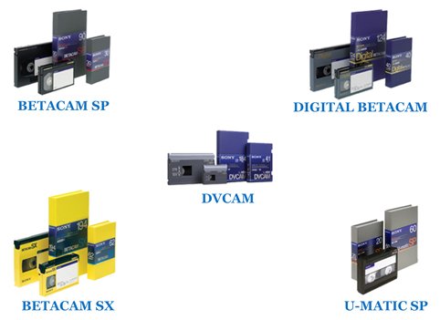 We offer BETACAM SP, DVCAM, DIGITAL BETACAM, BETACAM SX and 3⁄4 inch U-MATIC tape transfer